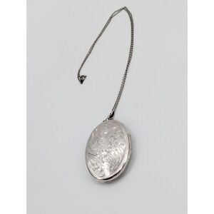 Vintage SMIBO Sterling Silver‎ Locket Necklace Etched Floral Pendant Victorian